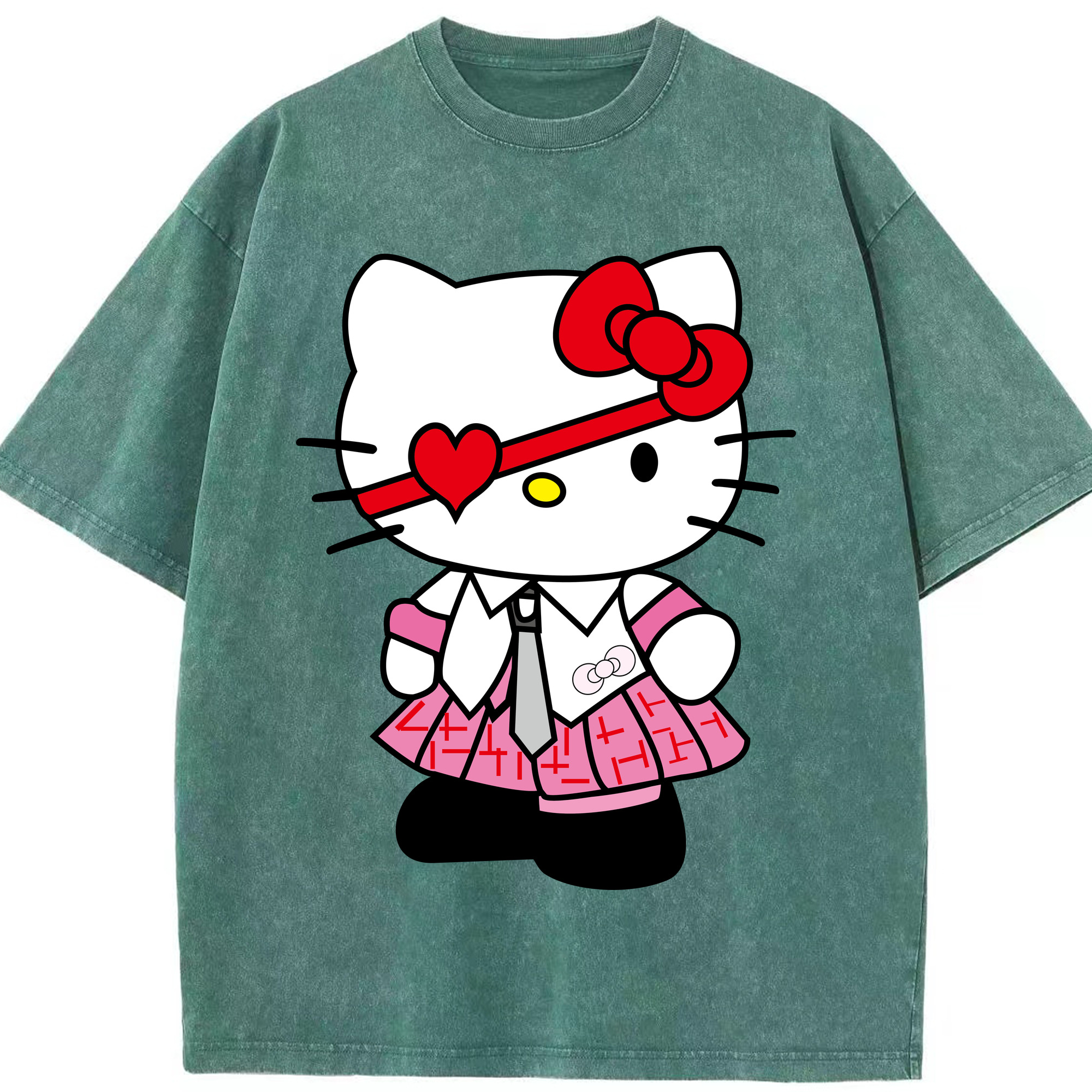 （画像用） Hello Kitty ハローキティ 綿100% ヴィンテージ風 半袖Tシャツ（フロントプリント）